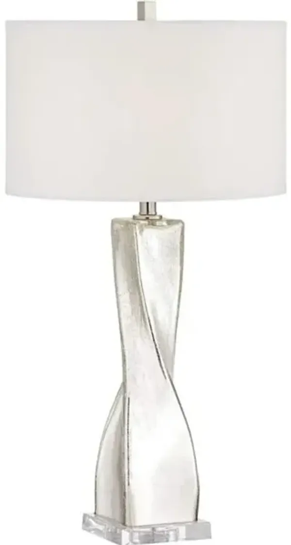 Silver Twist Mercury Glass Table Lamp 32"H