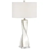 Silver Twist Mercury Glass Table Lamp 32"H