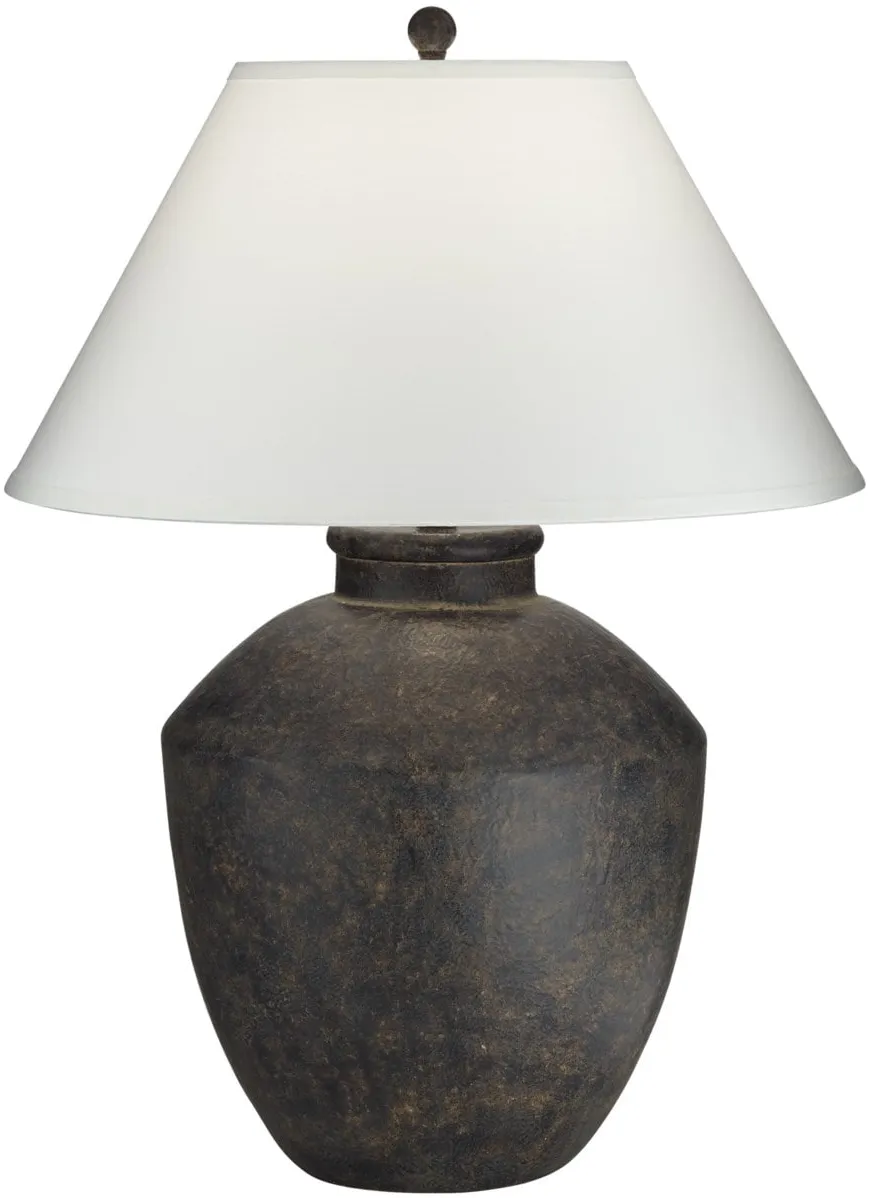Black Terracotta Jar Table Lamp 29.5"H
