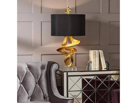 Gold Leaf Twist with Black Shade Table Lamp 33"H