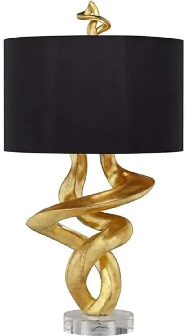 Gold Leaf Twist with Black Shade Table Lamp 33"H