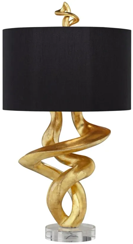Gold Leaf Twist/Black Shade Table Lamp 33"H