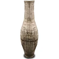 Medium Jarron White and Brown Floor Vase 14"W x 43"H