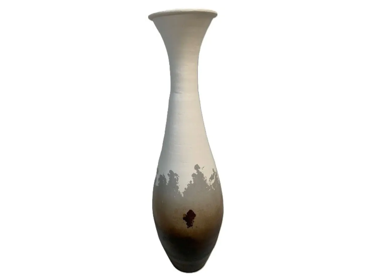 Large Maraca White and Brown Floor Vase 11"W x 51"H