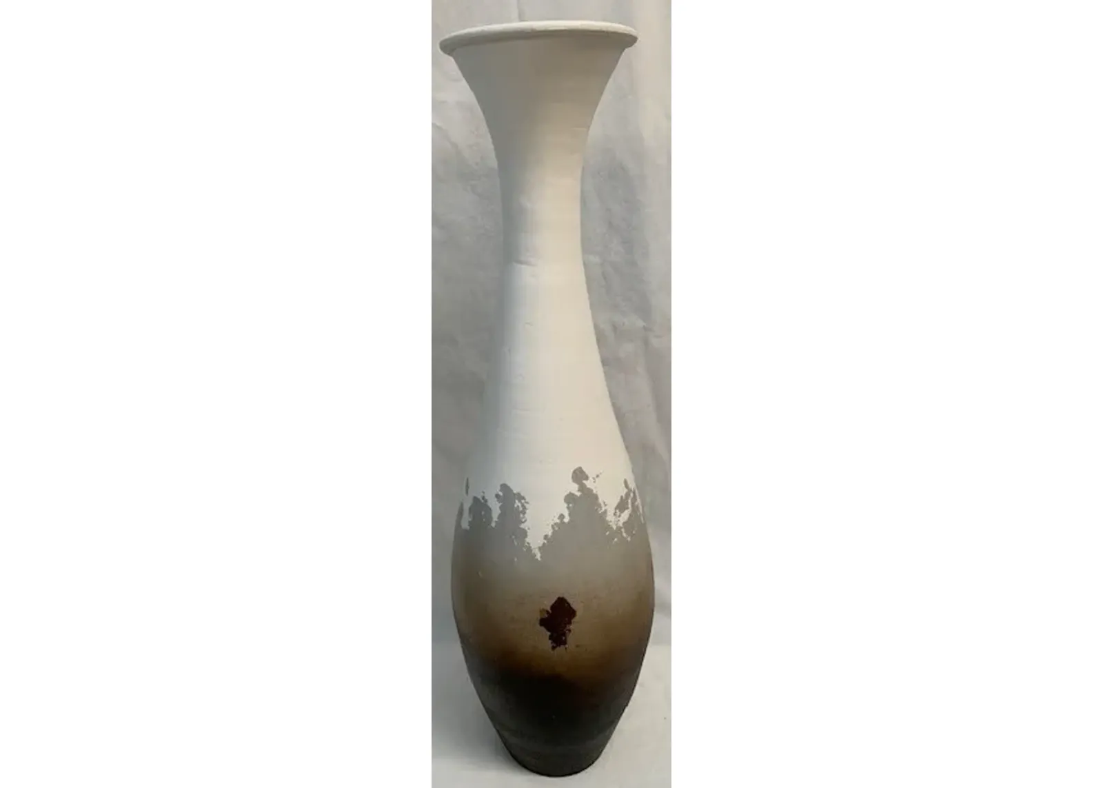 Medium Maraca White and Brown Floor Vase 11"W x 45"H