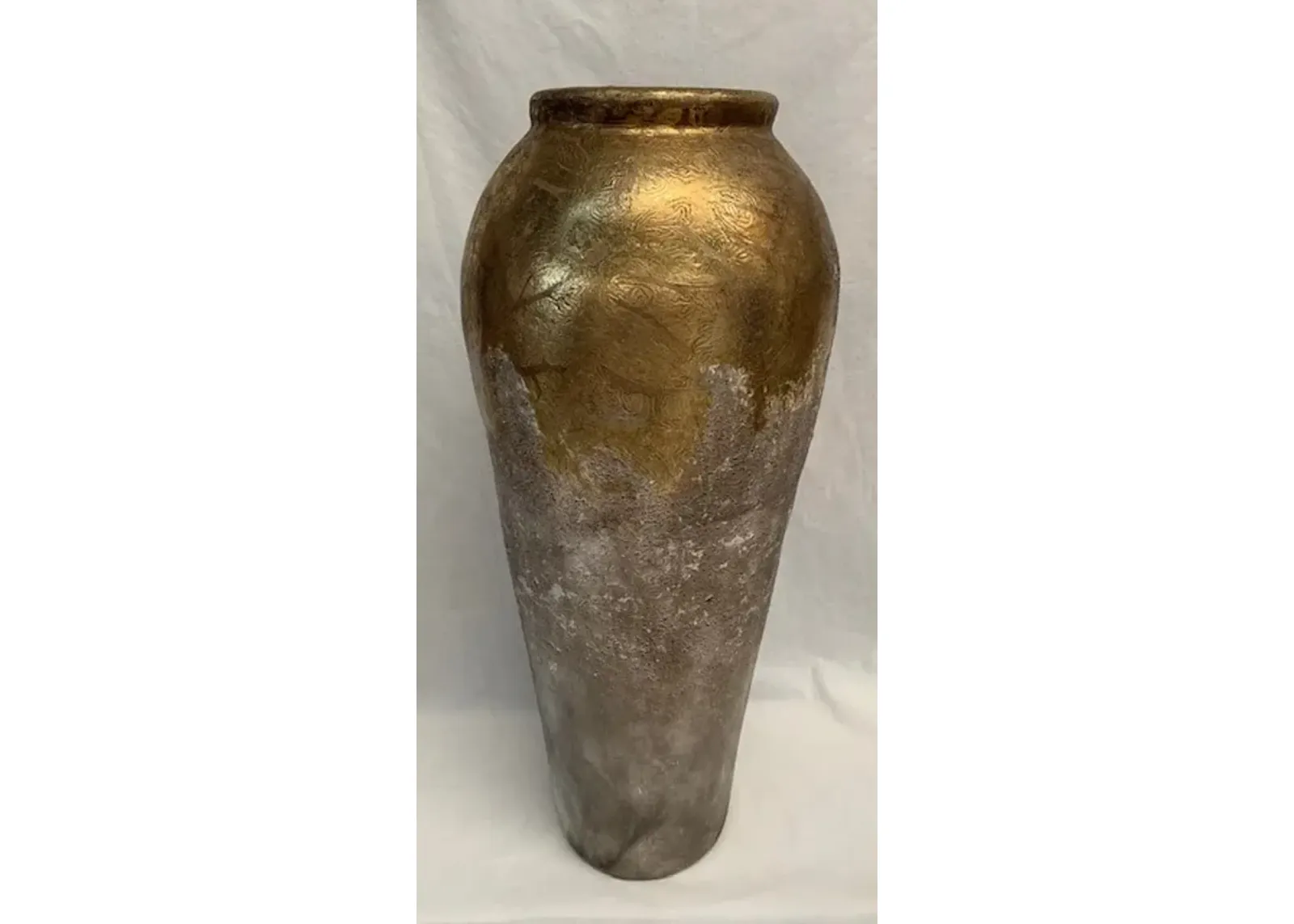 Large Jarron Gold and Tan Floor Vase 16"W x 43"H