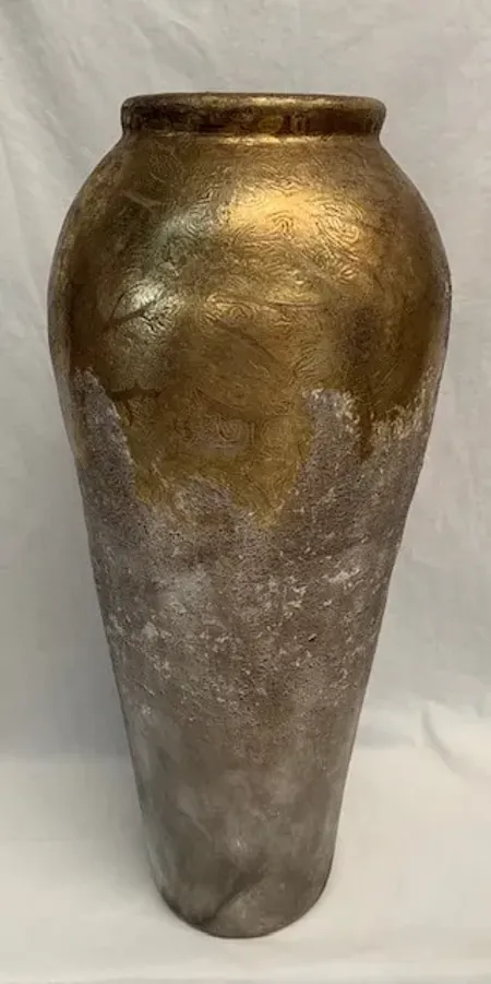 Large Jarron Gold and Tan Floor Vase 16"W x 43"H