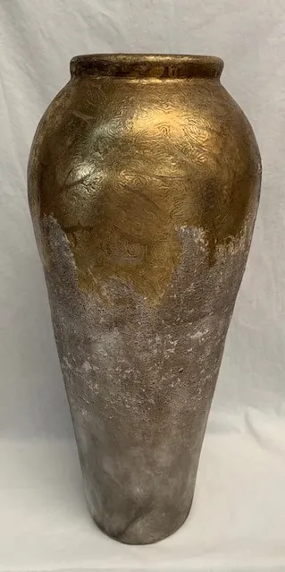 Large Jarron Gold and Tan Floor Vase 16"W x 43"H