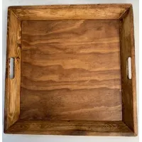 Brown Serving Tray with Handles 24"W x 24"L