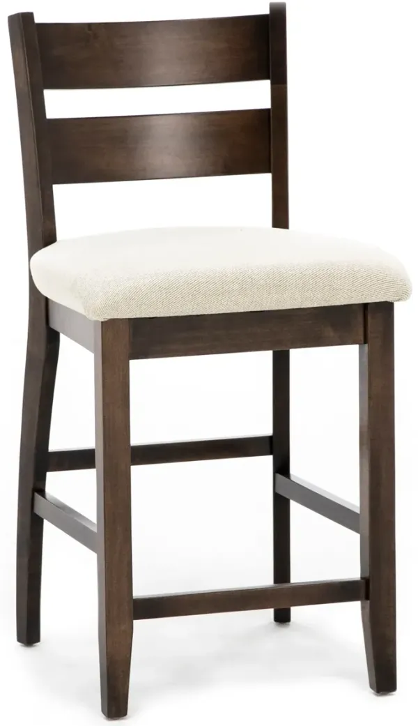 Lillian Ladder Back Upholstered Counter Stool in Walnut