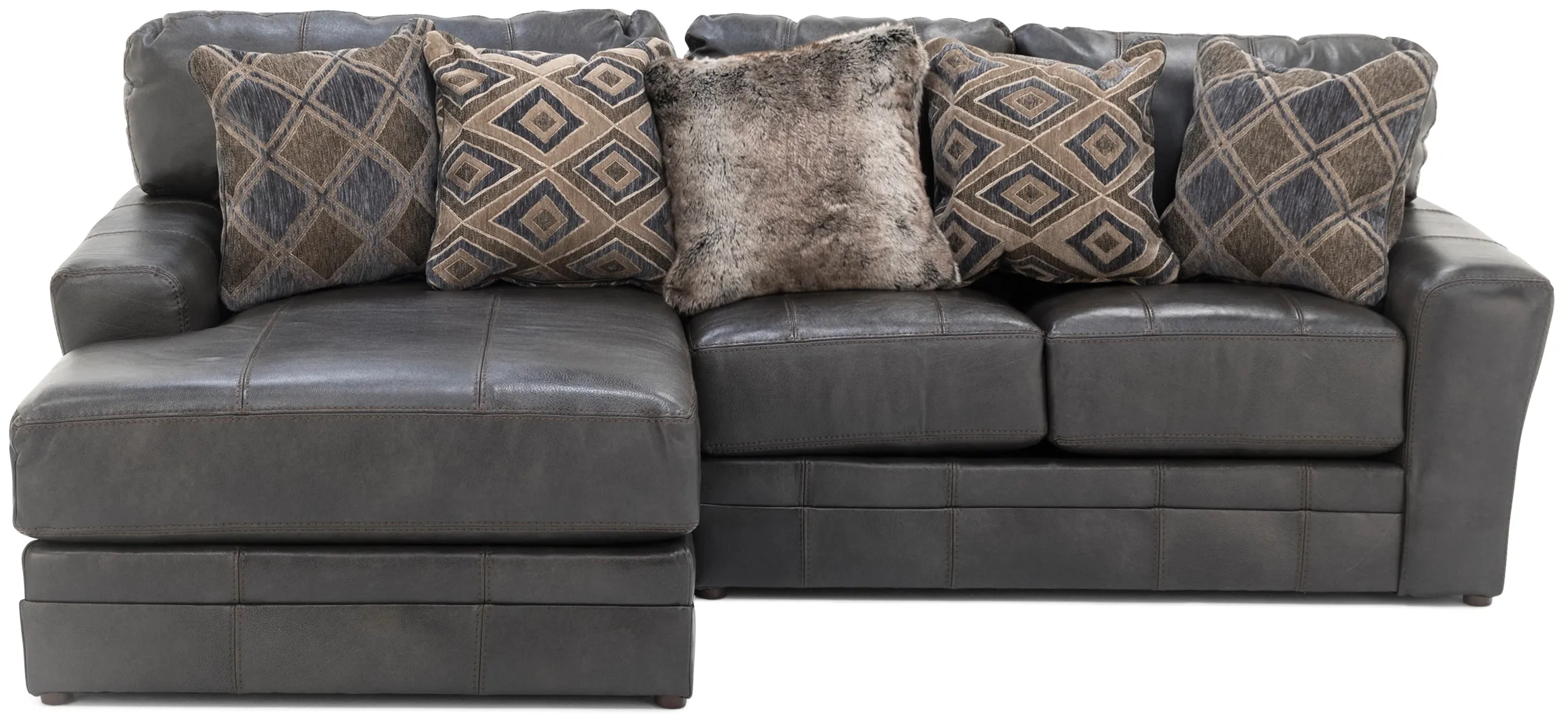 Camden 2-Pc. Leather Sectional with Left Arm Facing Chaise in Steel