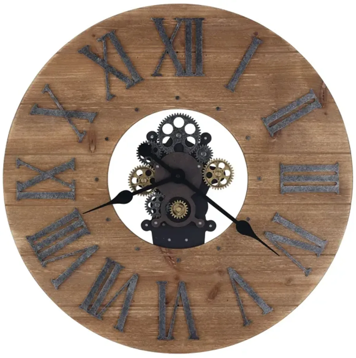 Howard Miller Natural Wood with Gears Wall Clock 24" Round