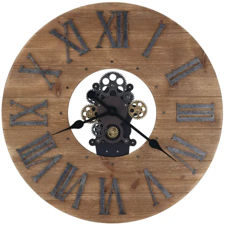 Howard Miller Natural Wood with Gears Wall Clock 24" Round
