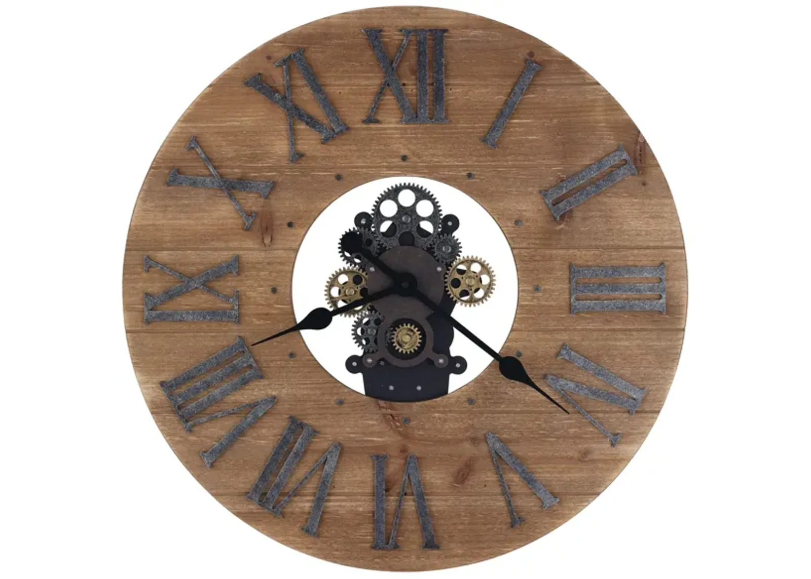 Howard Miller Natural Wood with Gears Wall Clock 24" Round