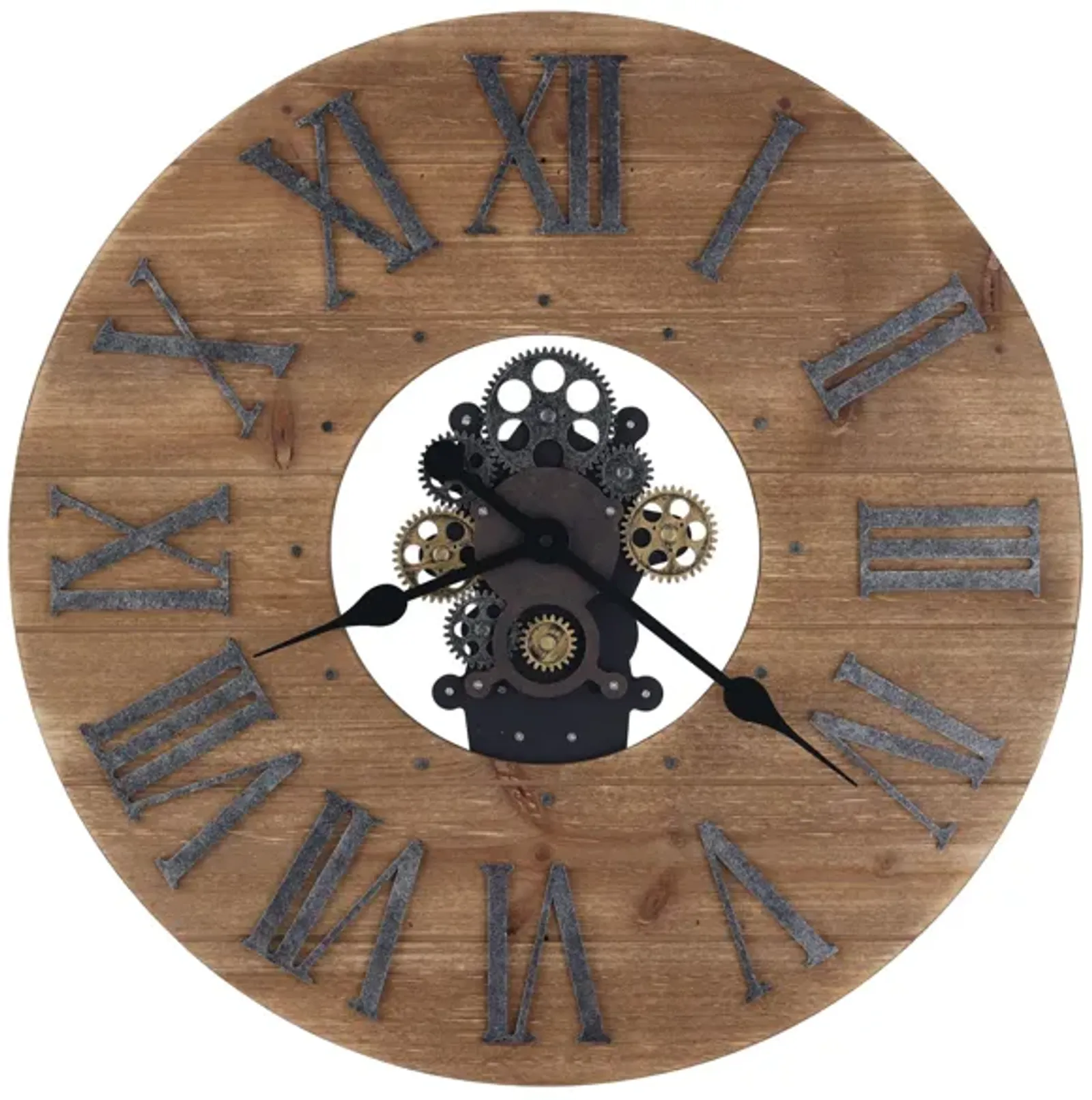 Howard Miller Natural Wood with Gears Wall Clock 24" Round