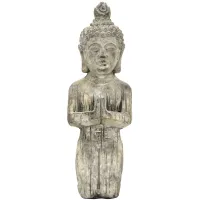 Grey Kneeling Buddha Figurine 6"W x 16.75"H