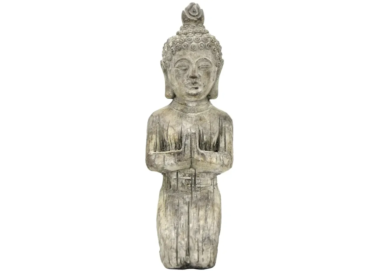 Grey Kneeling Buddha Figurine 6"W x 16.75"H