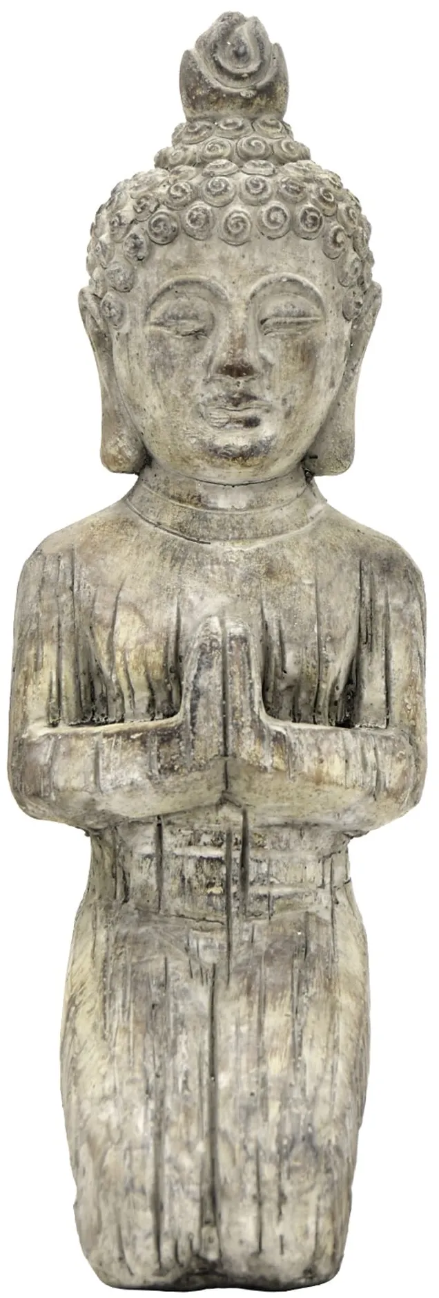 Grey Kneeling Buddha Figurine 6"W x 16.75"H