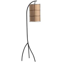 Bronze Metal Hanging Burlap Shade Floor Lamp 65"H