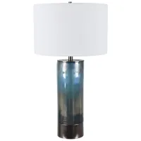 Blue Iridescent Glass Table Lamp 29.5"H