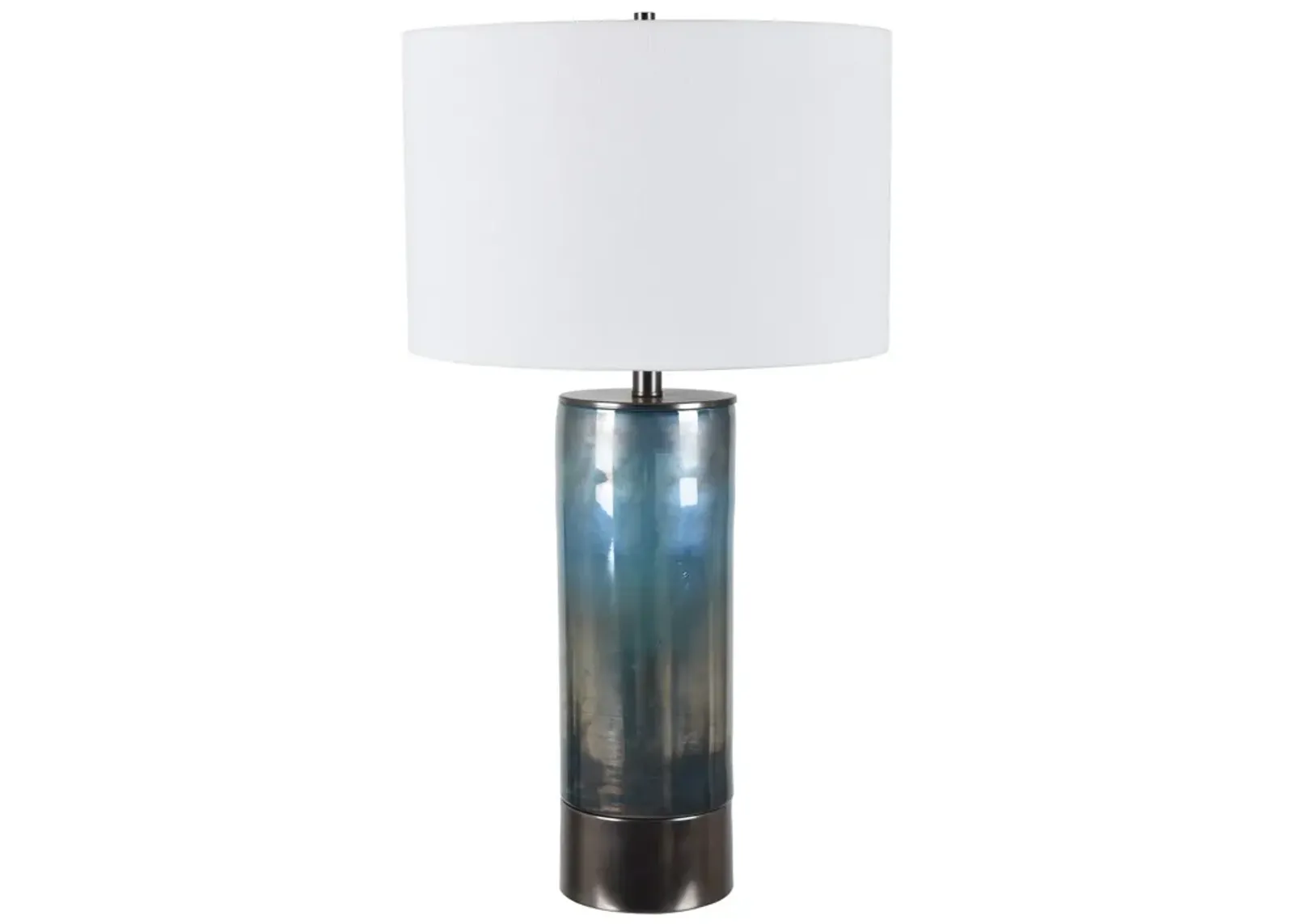 Blue Iridescent Glass Table Lamp 29.5"H