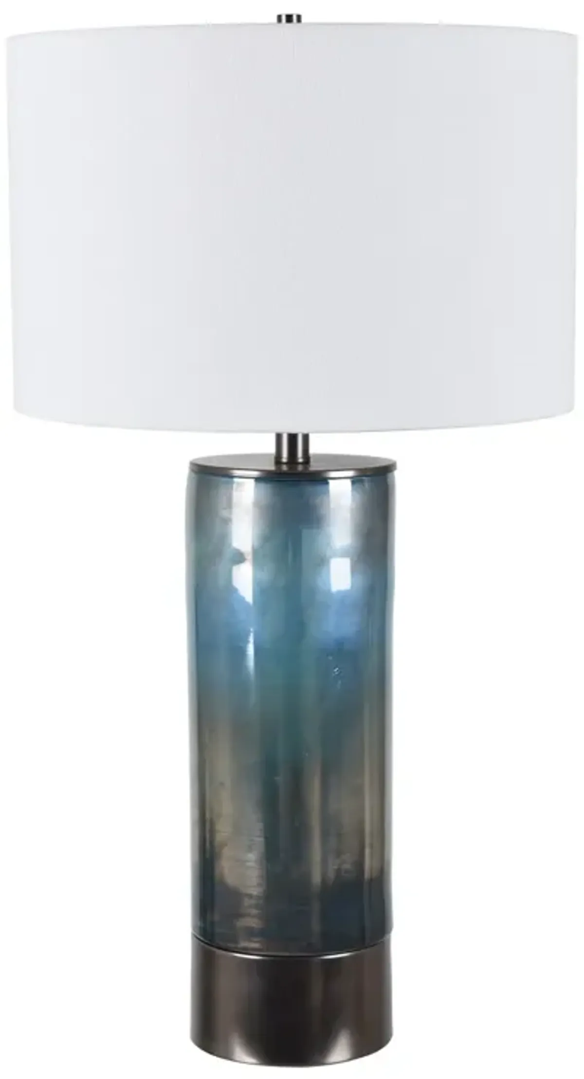 Blue Iridescent Glass Table Lamp 29.5"H