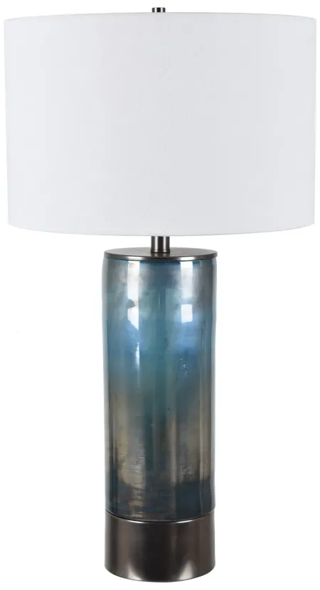 Blue Iridescent Glass Table Lamp 29.5"H