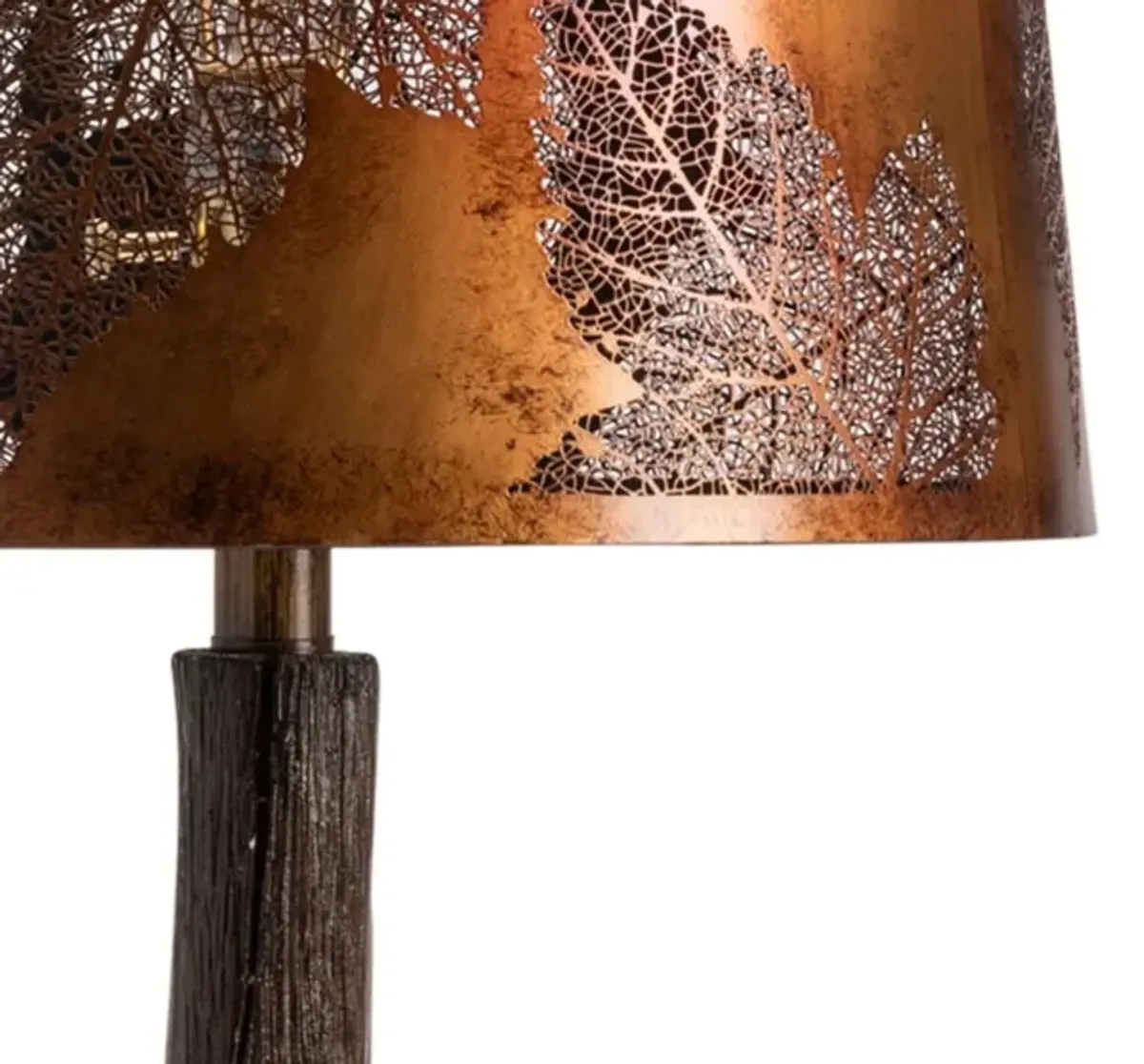 Copper Cutout Leaves Table Lamp 27"H