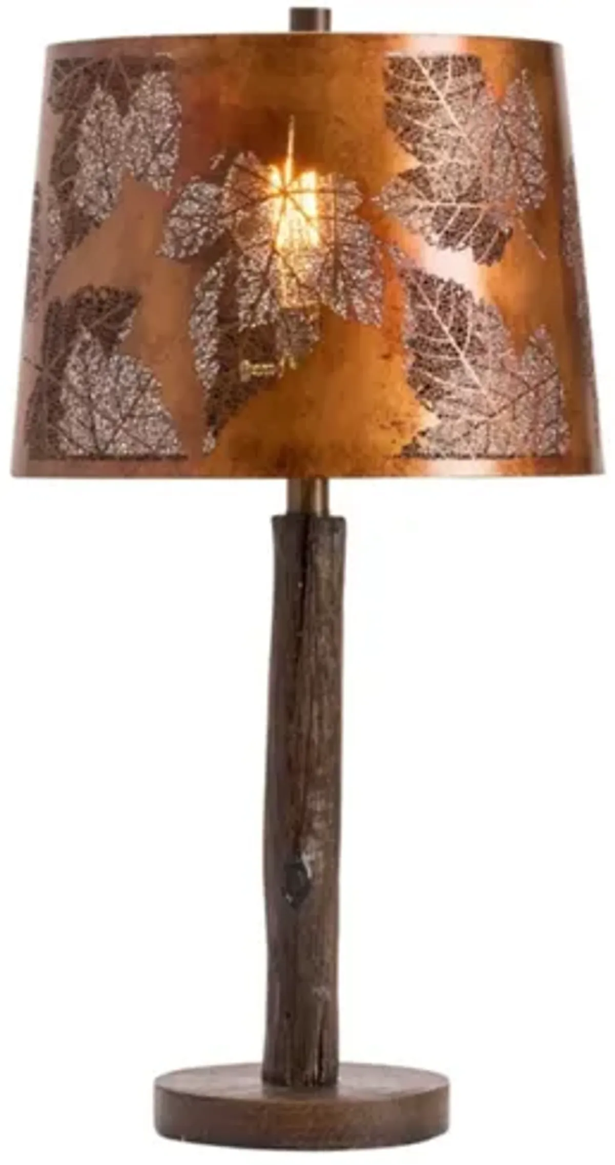 Copper Cutout Leaves Table Lamp 27"H