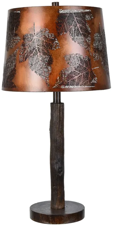 Copper Cutout Leaves Table Lamp 27"H