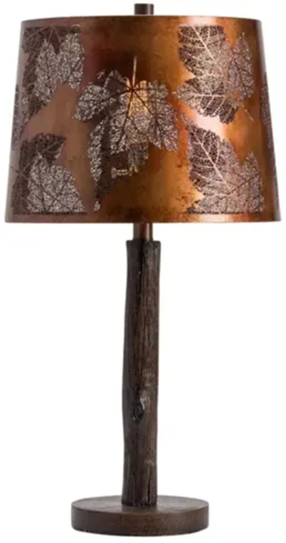 Copper Cutout Leaves Table Lamp 27"H