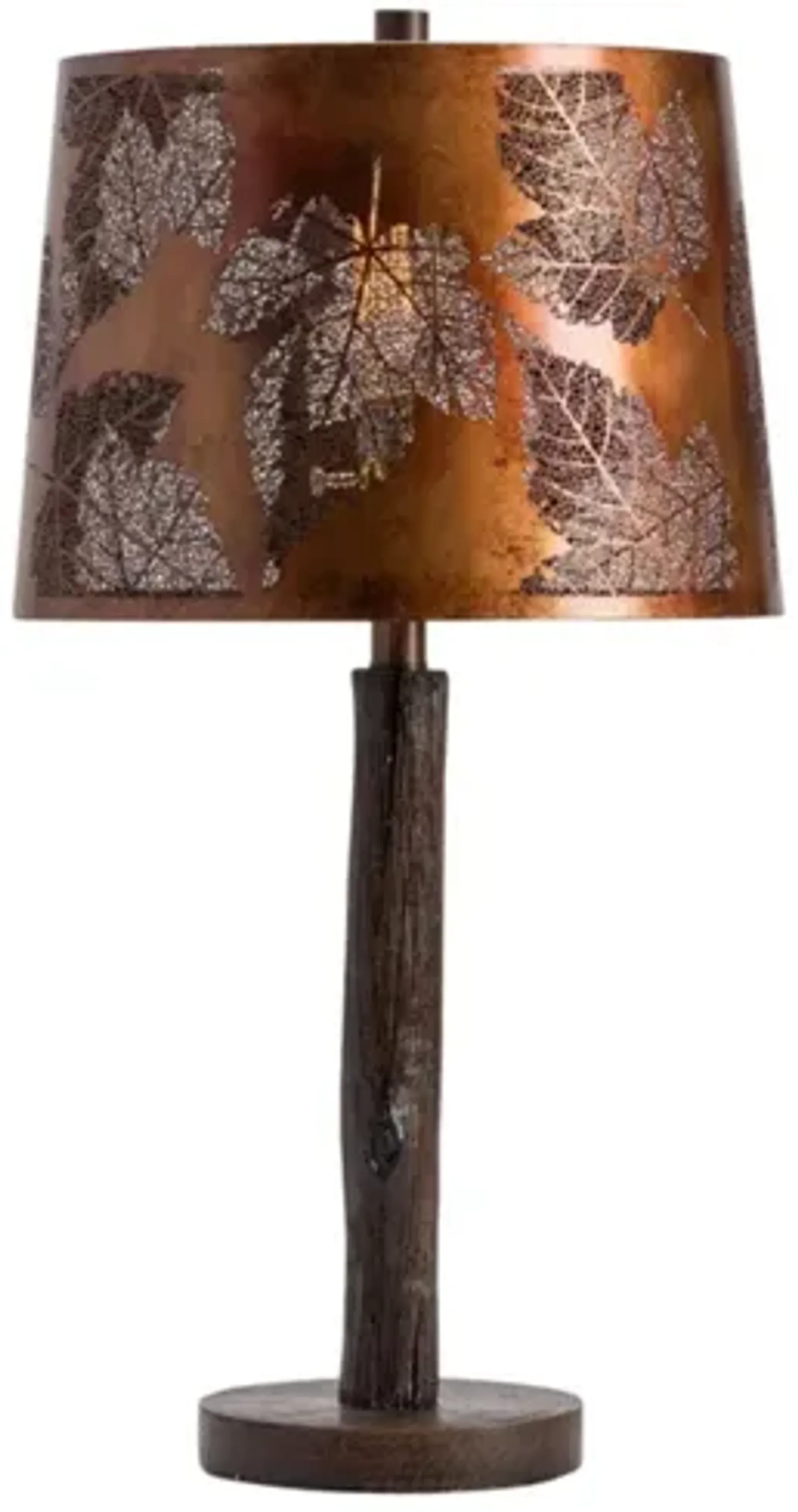 Copper Cutout Leaves Table Lamp 27"H