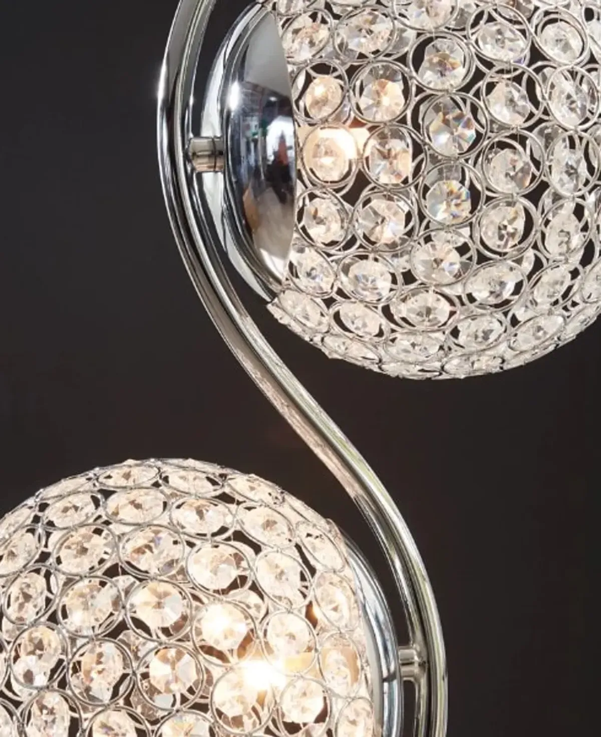 Bling Double Globe Silver Floor Lamp 59"H