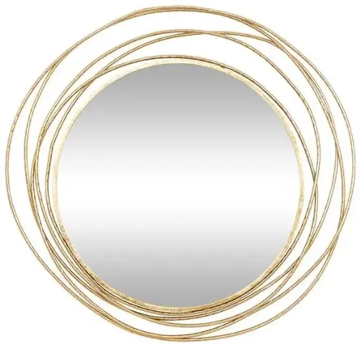 Gold Wood Circles Wall Mirror 38"W x 40"H Round