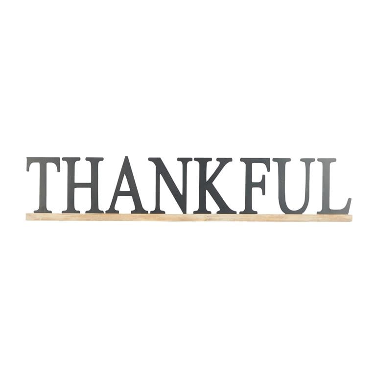 Black Wood "Thankful" Wall Décor 48"W x 9.5"H