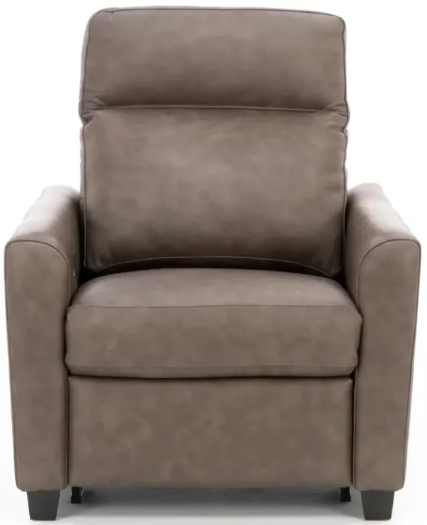 Pasadena Leather Dome Arm Power Headrest Recliner in Driftwood
