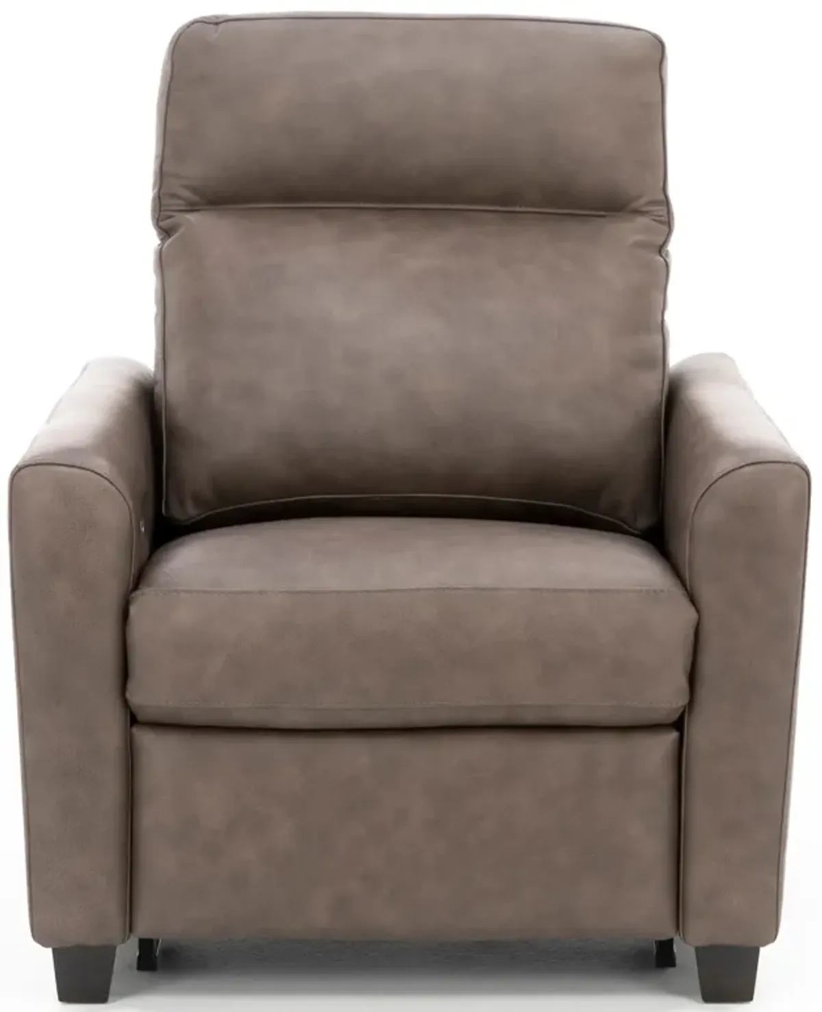 Pasadena Leather Dome Arm Power Headrest Recliner in Driftwood