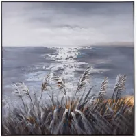 Waterside Prairie Grass Framed Canvas Painting 50"W x 50"H