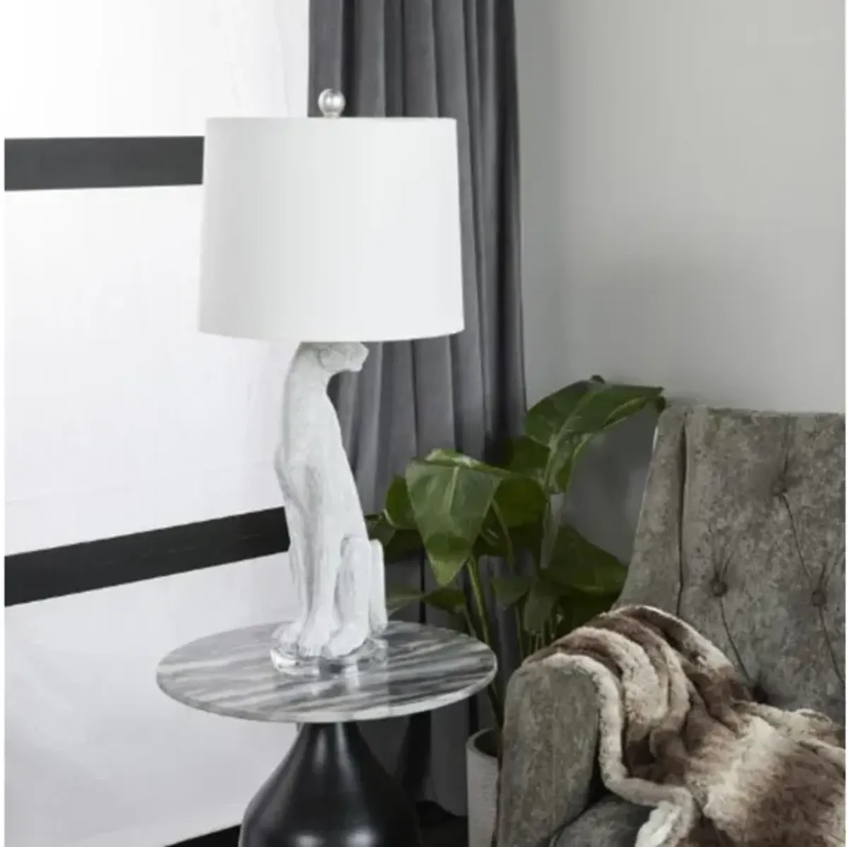 Silver Leopard Bling Table Lamp 29"H