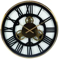 Black and Gold Steel Wall Clock 32" Round