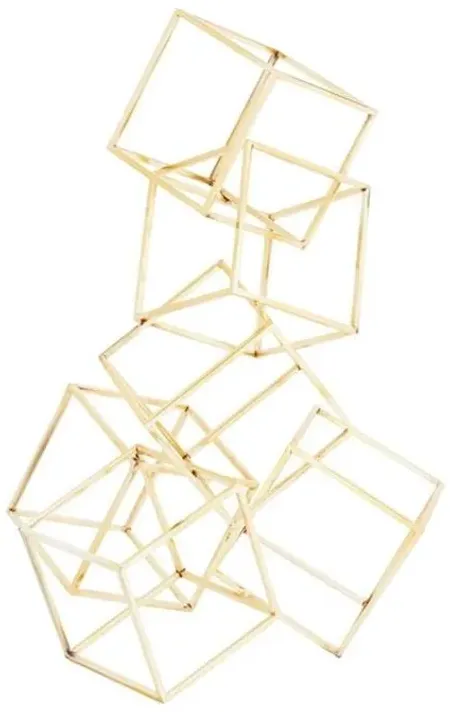 Gold Metal Cubes Sculpture 15"W x 20"H