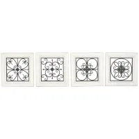 Set of 4 Black and White Wood and Metal Wall Décor 17"W x 17"H