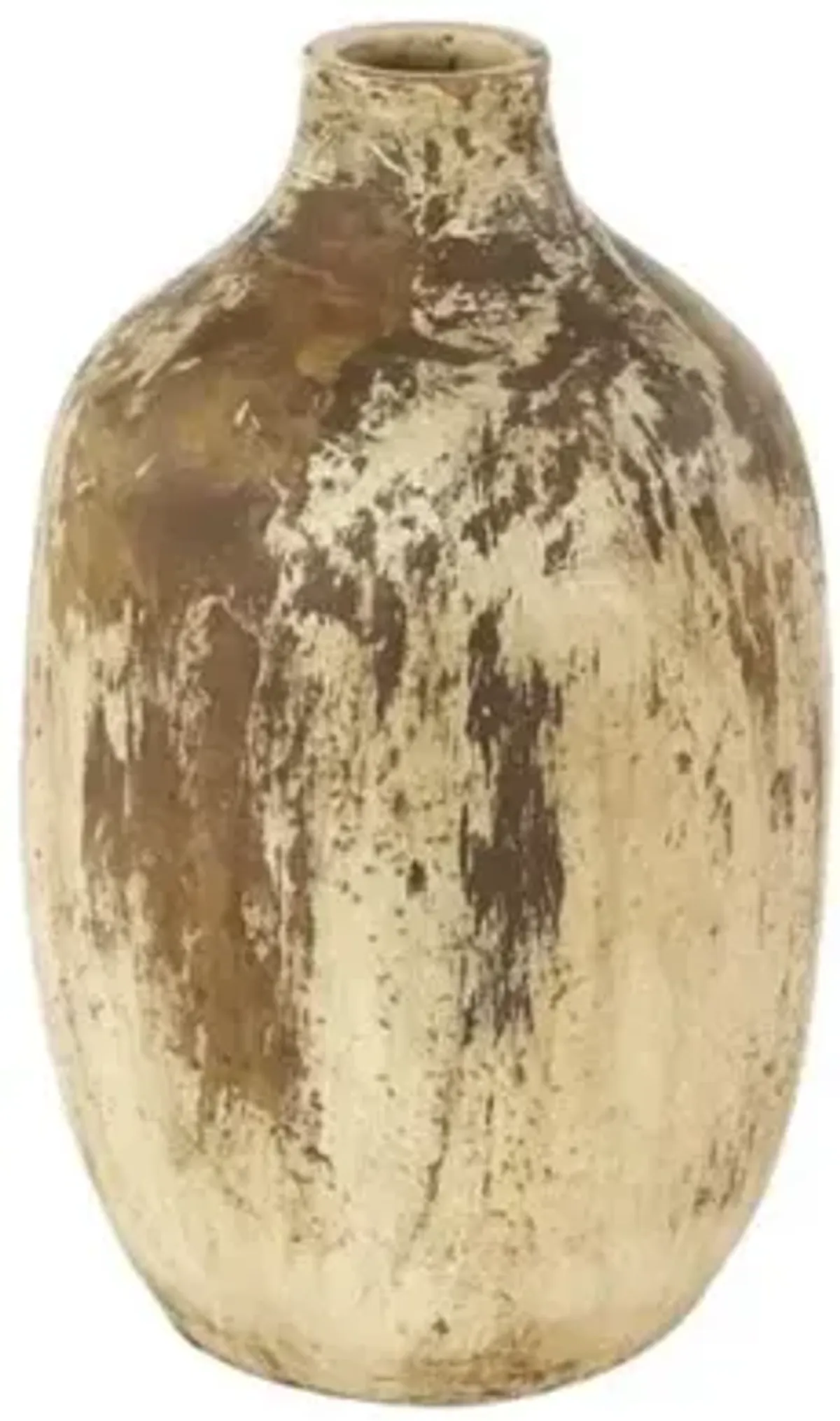 Large Brown and Cream Terracotta Vase 10"W x 17"H