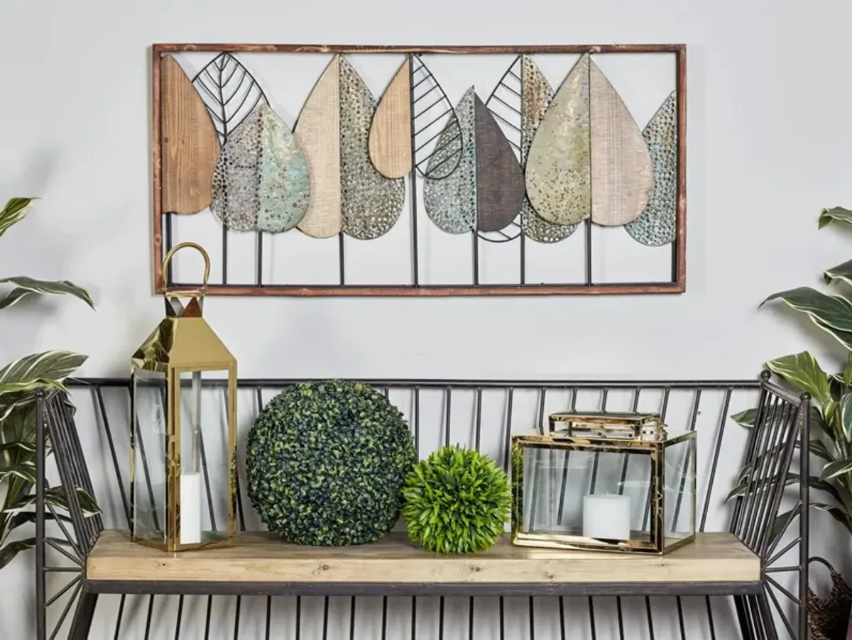 Metal and Wood Trees Modern Wall Decor 47"W x 22"H