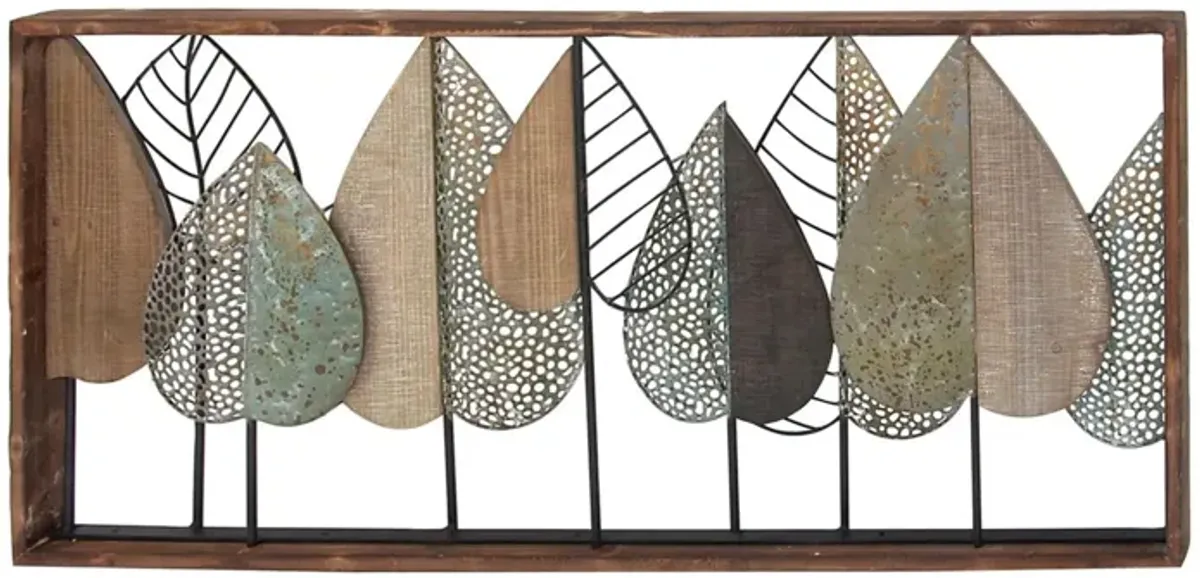 Metal and Wood Trees Modern Wall Decor 47"W x 22"H