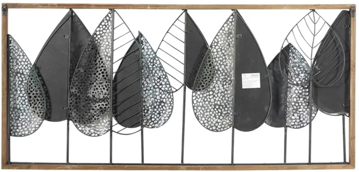 Metal and Wood Trees Modern Wall Decor 47"W x 22"H