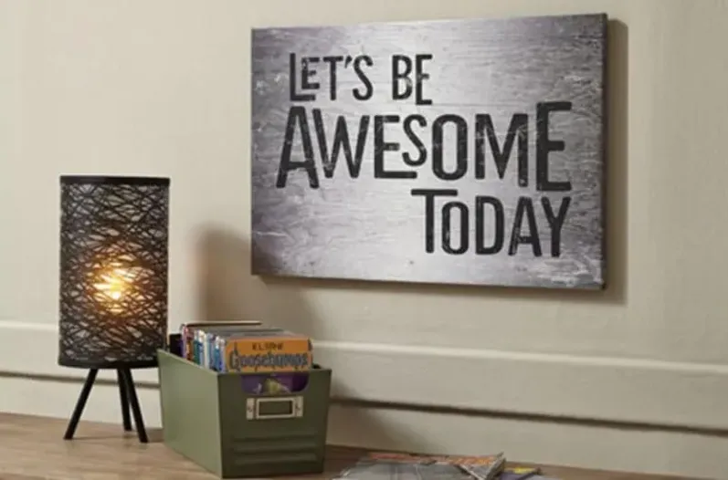 Black and White Let's Be Awesome Wall Art 24"W x 16"H