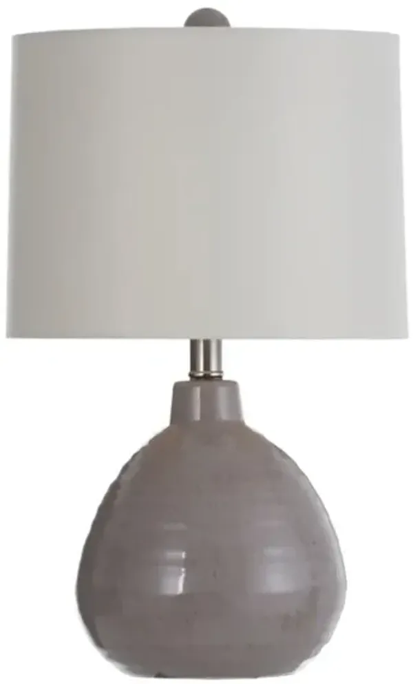 Grey Round Ceramic Table Lamp 21"H