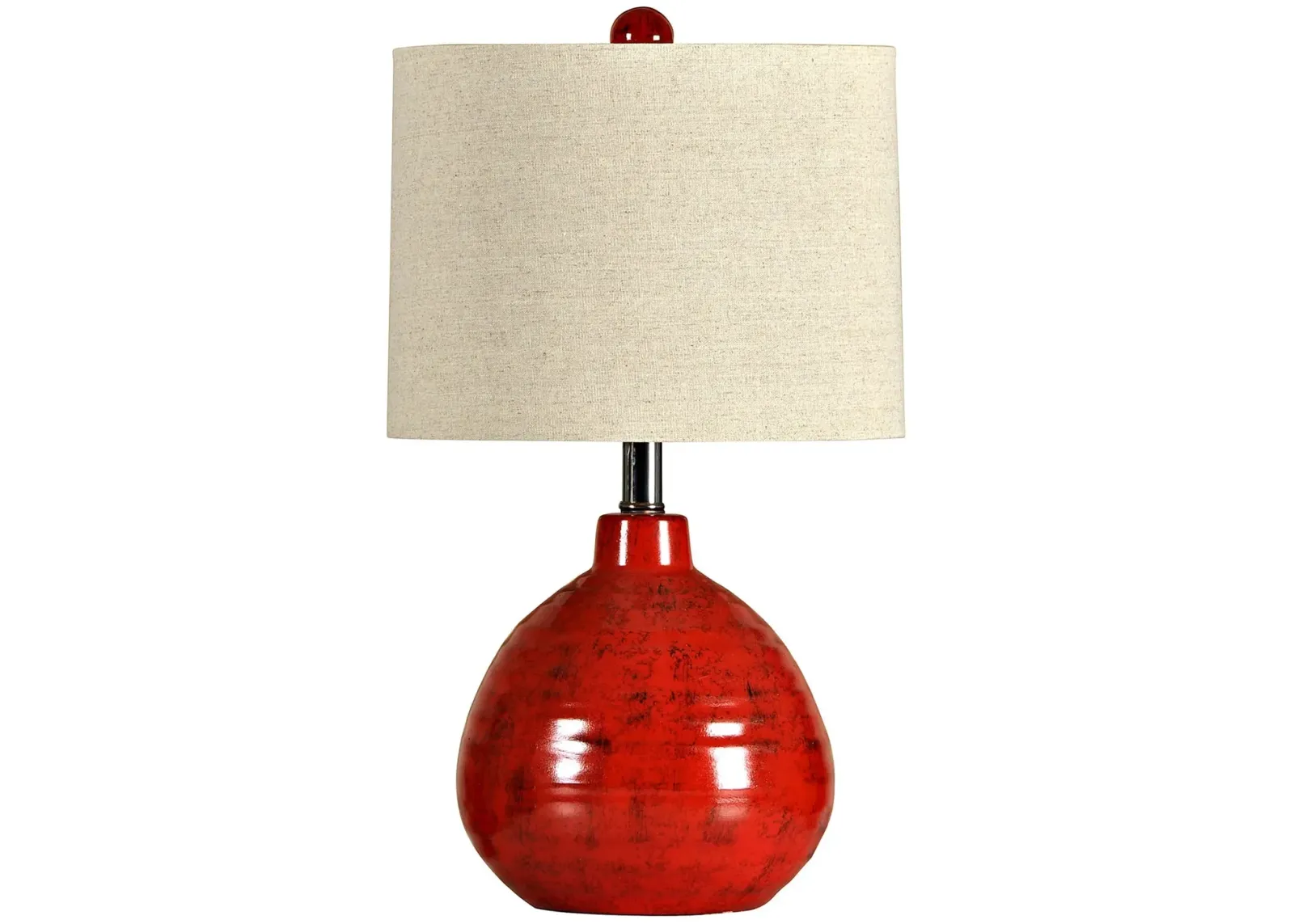 Red Round Ceramic Table Lamp 21"H