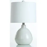 White Round Ceramic Table Lamp 21"H